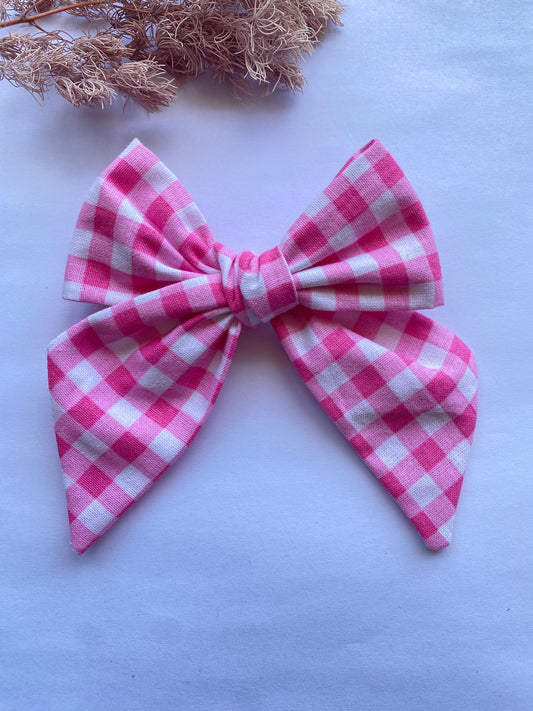 Pink Gingham Macie Bow