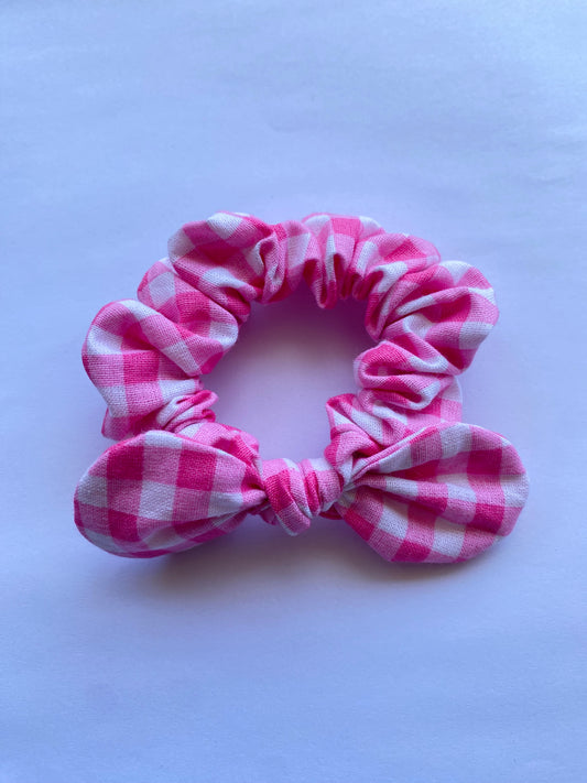 Pink Gingham Mini Scrunchie