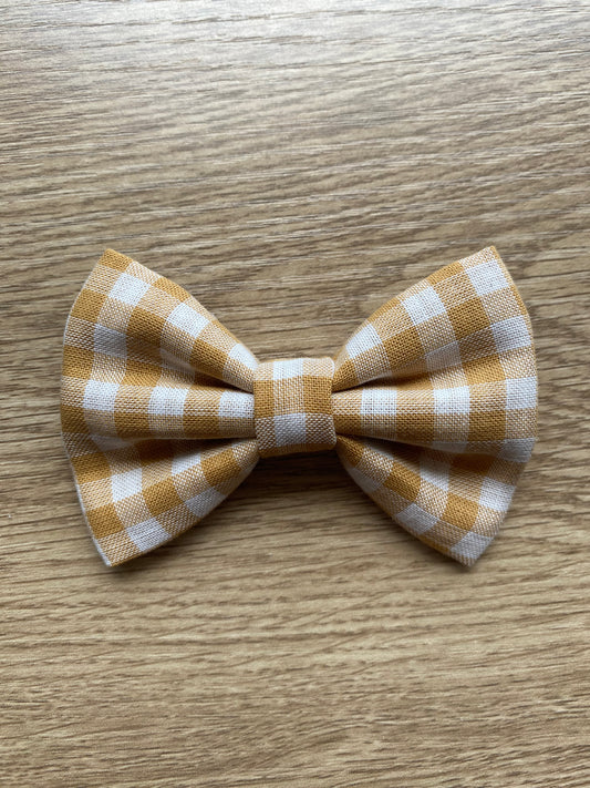 Mustard Gingham Bow Tie