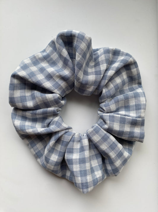 Blue Gingham Jumbo Scrunchie