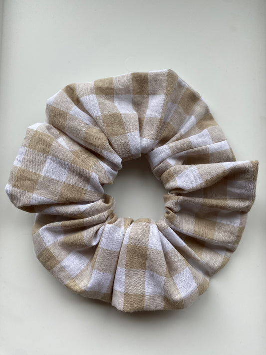 Sand Gingham Jumbo Scrunchie