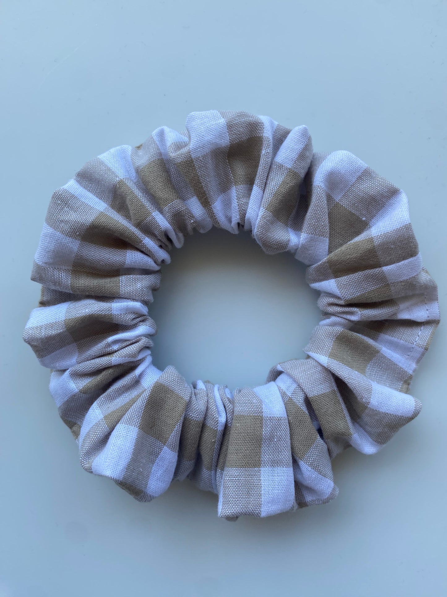 Sand Gingham Classic Scrunchie