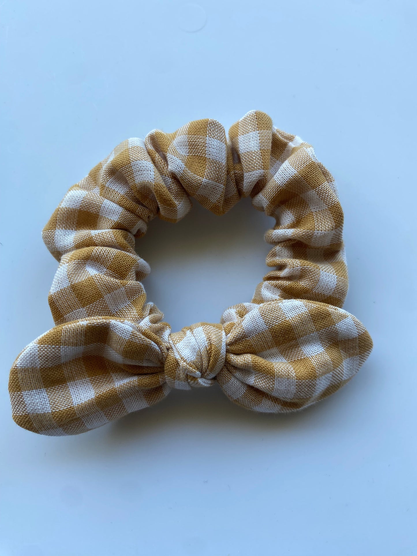 Mustard Gingham Mini Scrunchie