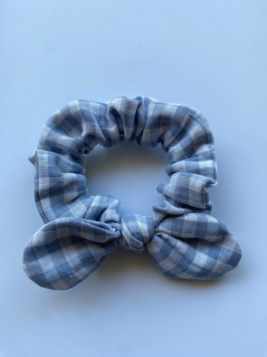 Blue Gingham Mini Scrunchie