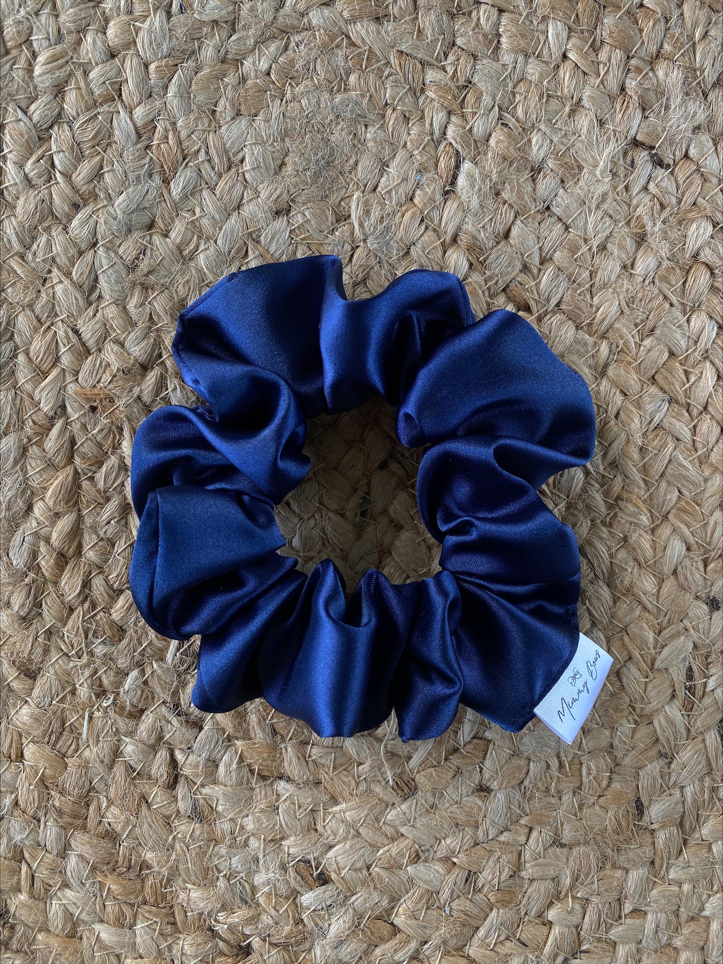 Navy Satin Scrunchie