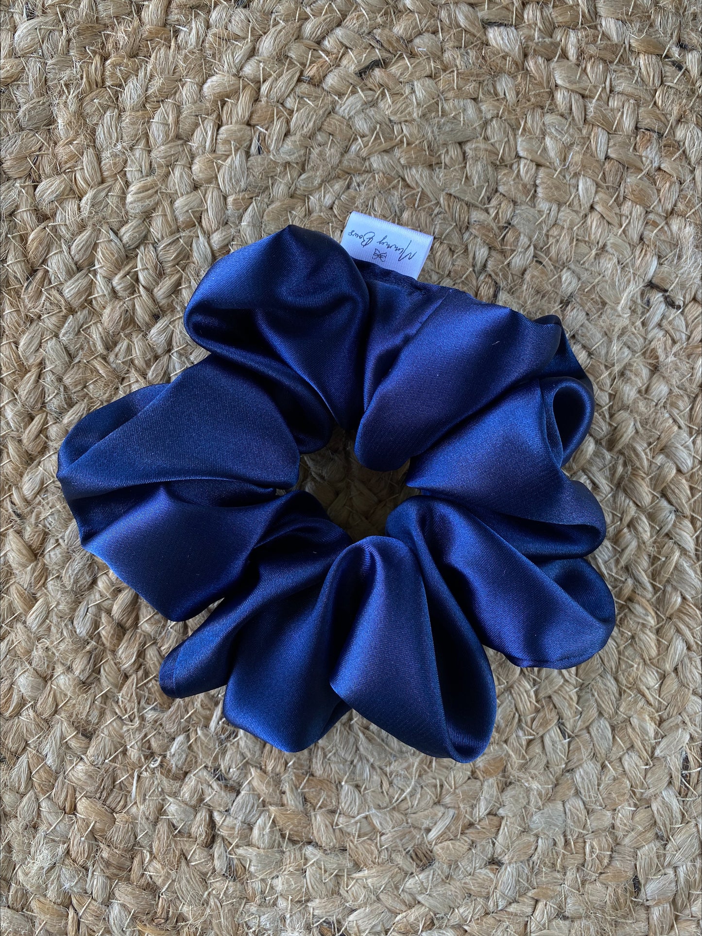 Navy Satin Scrunchie