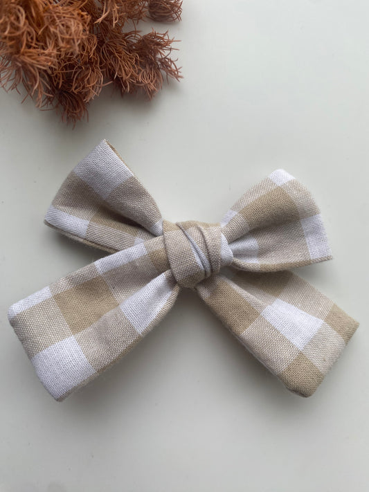 Sand Gingham Mimmy Bow