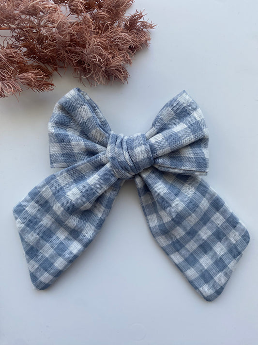 Blue Gingham Macie Bow